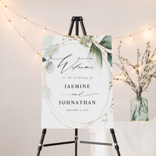 Eucalyptus Glow Gold Greenery Welcome Foam Board 2