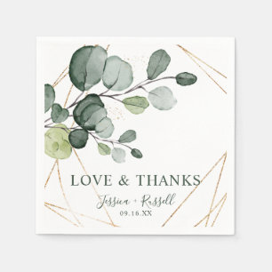 Eucalyptus Gold Abstract Love and Thanks Paper Napkins