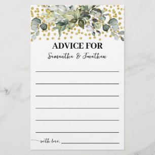 Eucalyptus Gold Advice for Couple Shower card Flyer