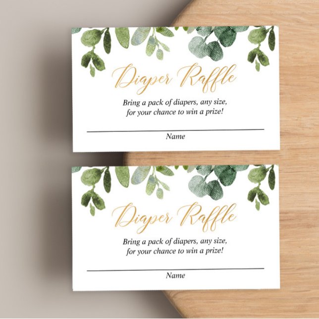 Eucalyptus gold baby shower diaper raffle cards (Creator Uploaded)