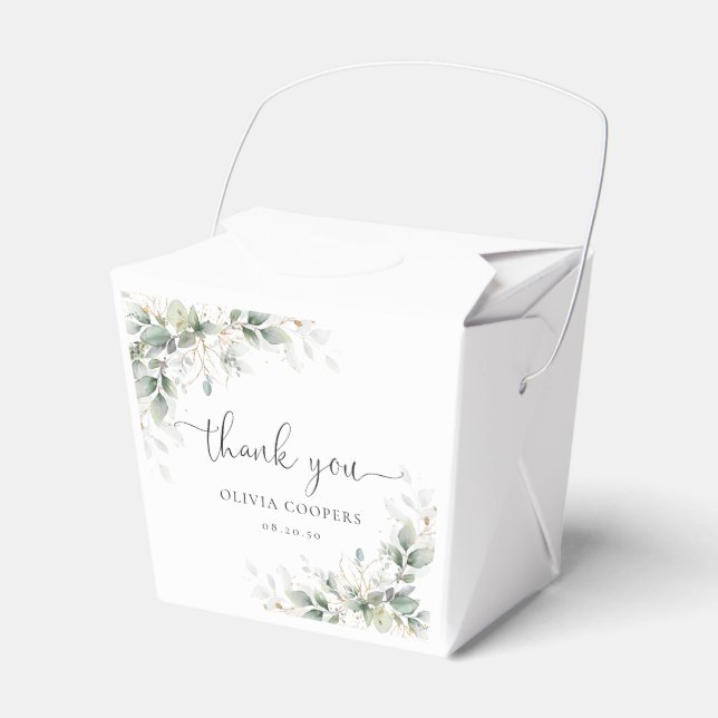 Eucalyptus Gold Baby Shower Favor Box (Front Side)