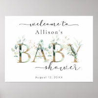 Eucalyptus Gold Baby Shower Welcome Sign