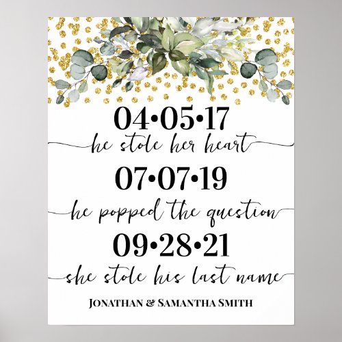 Eucalyptus Gold Best Day Wedding Date Yes Day Poster