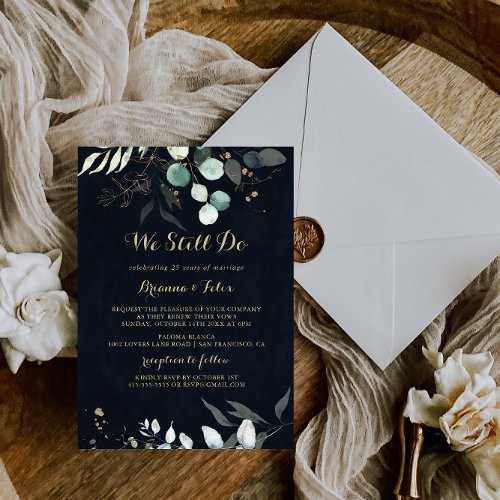 Eucalyptus Gold Blue We Still Do Vow Renewal  Invitation