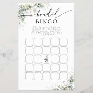 Eucalyptus Gold Bridal Shower Bingo