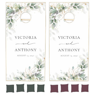Eucalyptus Gold Bridal Shower Cornhole Set