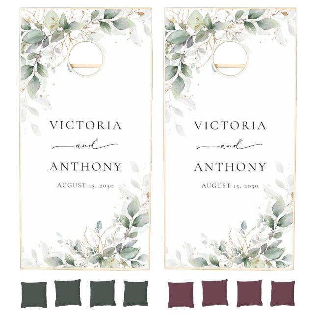 Eucalyptus Gold Bridal Shower Cornhole Set (Set)