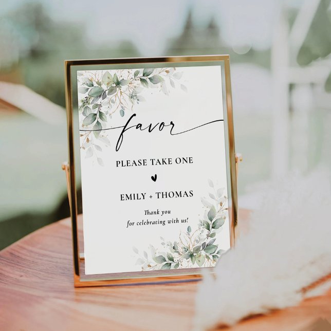 Eucalyptus Gold Bridal Shower  Favor Sign (Creator Uploaded)
