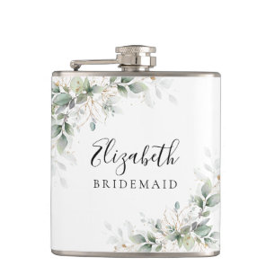 Eucalyptus Gold Bridal Shower Flask