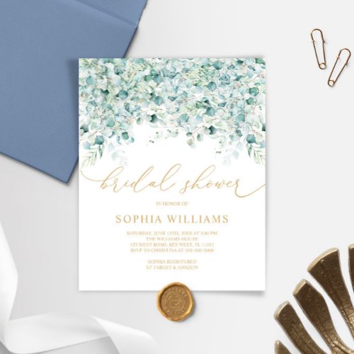 Eucalyptus  Gold Bridal Shower Invitation