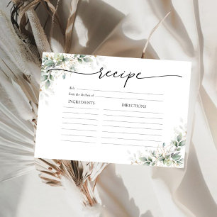 Eucalyptus Gold Bridal Shower Large Recipe Card