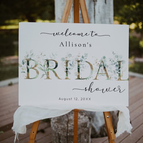 Eucalyptus Gold Bridal Shower Welcome Sign