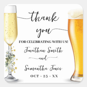 Eucalyptus Gold Bubbles & Brews Thank You Shower Square Sticker
