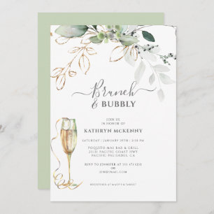 Eucalyptus Gold Calligraphy Bridal Shower  Invitat Invitation