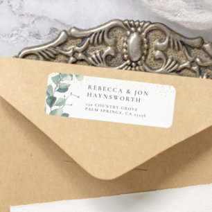 Eucalyptus & Gold Confetti Wedding Label