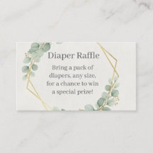 Eucalyptus Gold Diaper Raffle Insert Card | Boho