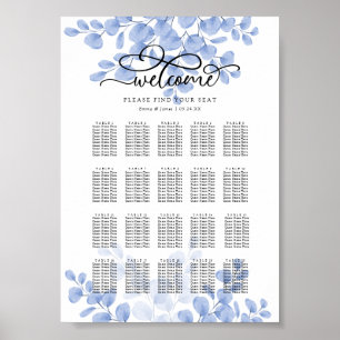 Eucalyptus Gold Dusty Blue Wedding Seating Chart
