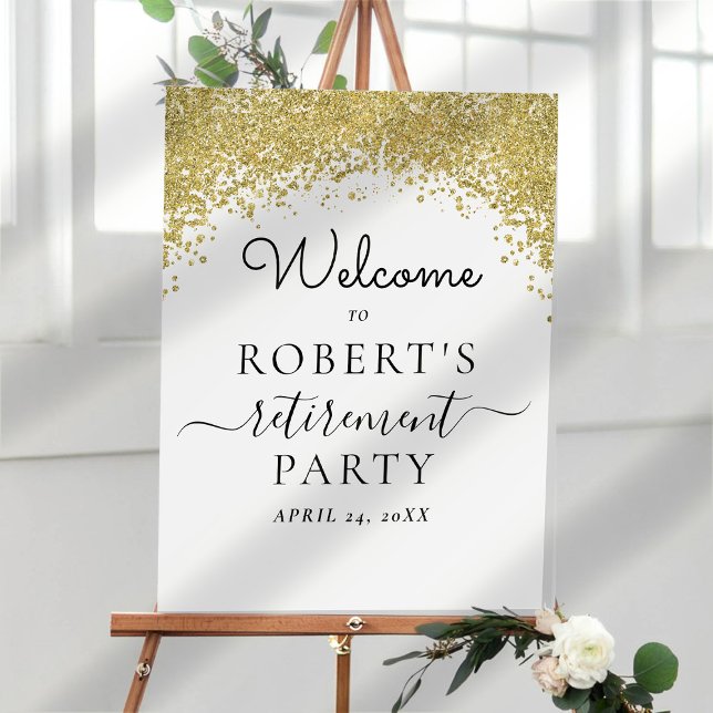 Eucalyptus Gold Elegant Retirement Party Welcome F Foam Board (Creator Uploaded)