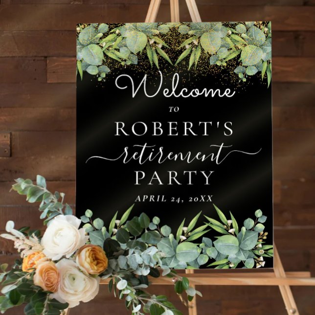 Eucalyptus Gold Elegant Retirement Party Welcome F Foam Board (Creator Uploaded)