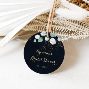 Eucalyptus Gold Floral Blue Bridal Shower Favor Classic Round Sticker