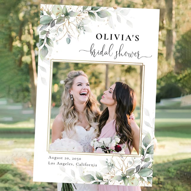 Eucalyptus Gold Floral Bridal Shower Photo Prop Foam Board (Creator Uploaded)