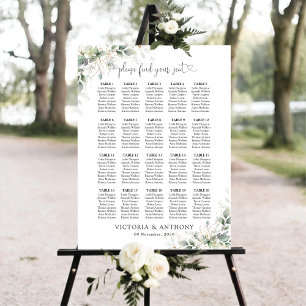 Eucalyptus Gold Floral Seating Chart Foam Boards