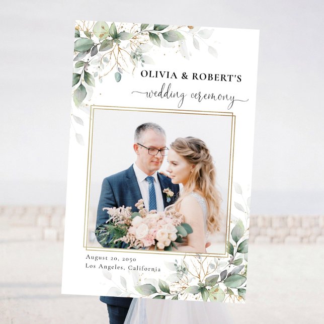 Eucalyptus Gold Floral Wedding Ceremony Photo Prop Foam Board (Creator Uploaded)