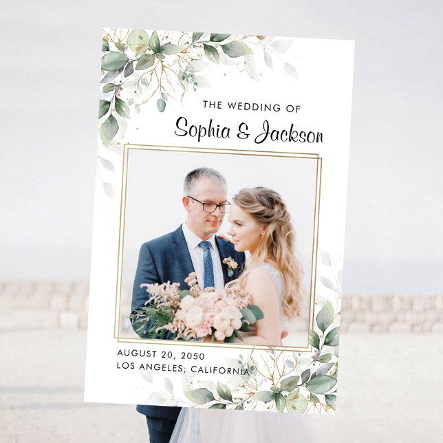 Eucalyptus Gold Floral Wedding Ceremony Photo Prop Foam Board (Creator Uploaded)