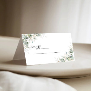 Eucalyptus Gold Floral Wedding Folded Place Cards
