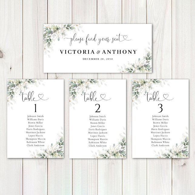Eucalyptus Gold Floral Wedding Head Table Sign (Creator Uploaded)