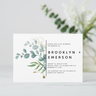 Eucalyptus Gold Foil Wedding Invitation