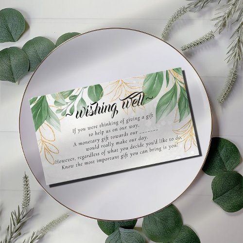 Eucalyptus Gold Foliage Wishing Well for Wedding Enclosure Card