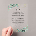 Eucalyptus Gold Formal Monogram Wedding Acrylic Invitations