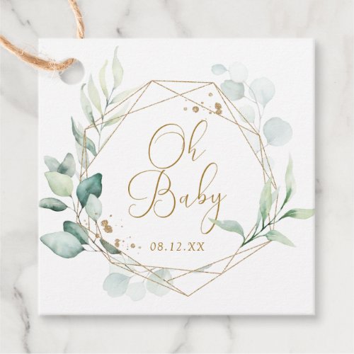Eucalyptus Gold Frame Oh Baby Thank You Favor Tags