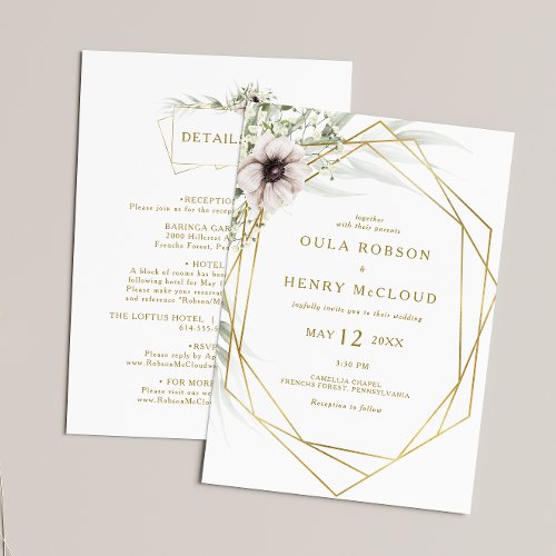 Eucalyptus Gold Geometric All In One Wedding Invit Invitation