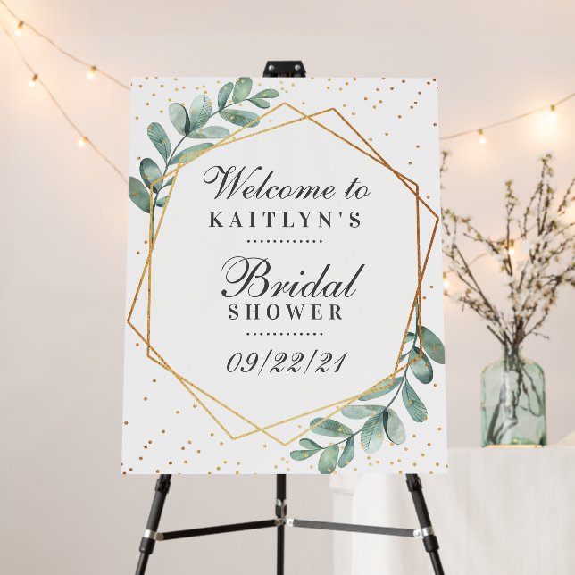 Eucalyptus Gold Geometric Bridal Shower Foam Board (In Situ (Stand))