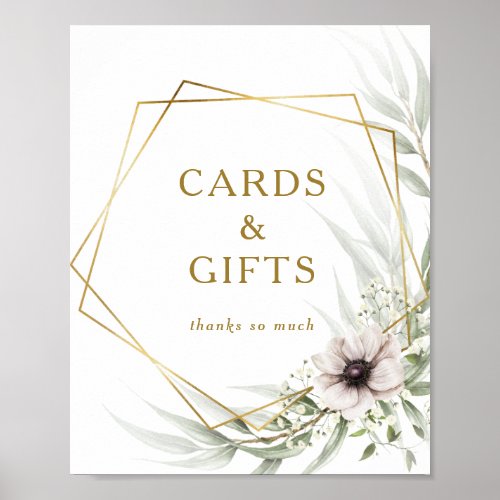 Eucalyptus Gold Geometric Cards and Gifts Sign