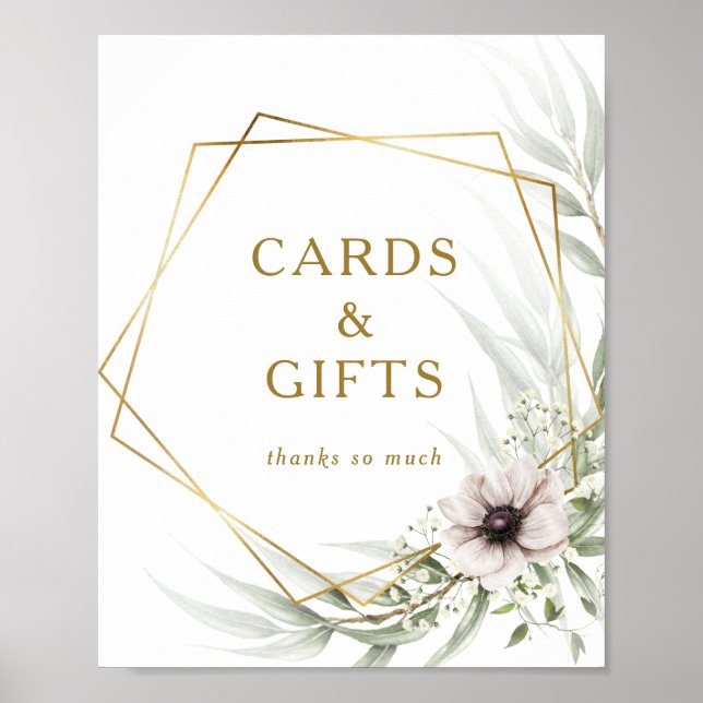 Eucalyptus Gold Geometric Cards and Gifts Sign (Front)