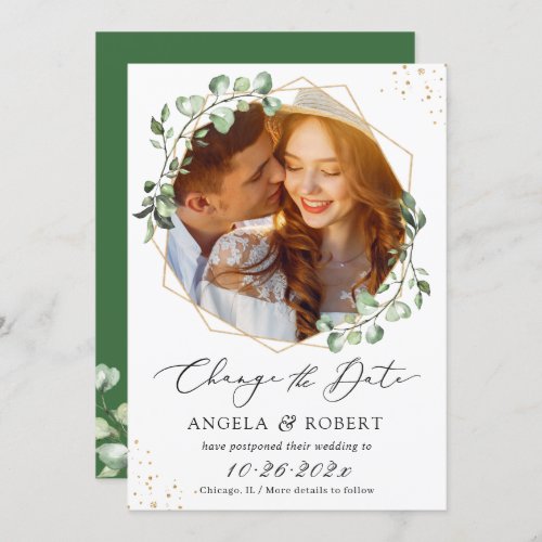 Eucalyptus Gold Geometric Change the Date Card