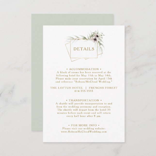 Eucalyptus Gold Geometric Details Enclosure Card (Front/Back)