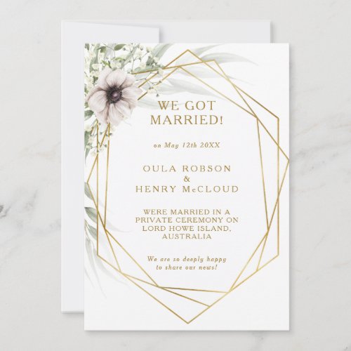 Eucalyptus Gold Geometric Elopement Announcement