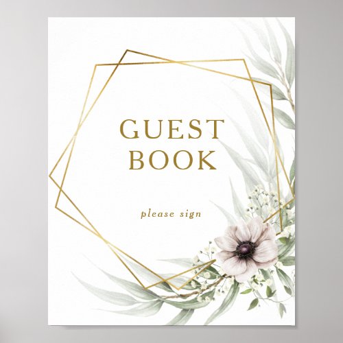 Eucalyptus Gold Geometric Guest Book Sign