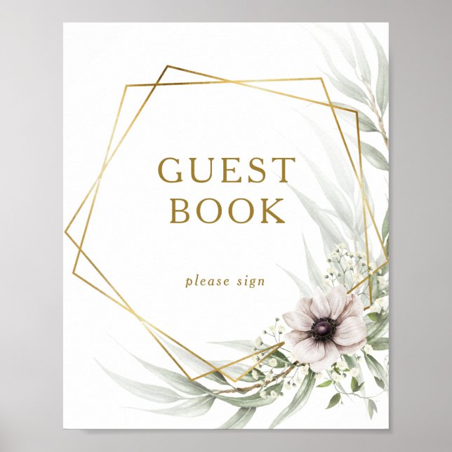 Eucalyptus Gold Geometric Guest Book Sign (Front)