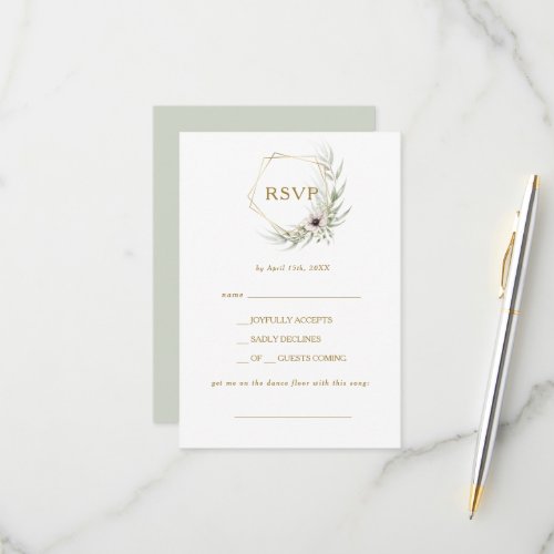 Eucalyptus Gold Geometric Song Request RSVP Card