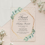 Eucalyptus Gold Geometric Sweet Sixteen Acrylic Invitations<br><div class="desc">Celebrate in style with these trendy sweet 16th birthday invitations. The design is easy to personalize with your special event wording and your guests will be thrilled when they receive these fabulous invites.</div>