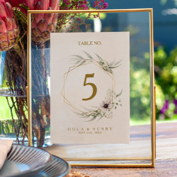Eucalyptus Gold Geometric Table Number by SongbirdandSage at Zazzle