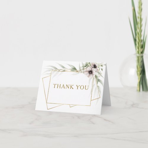 Eucalyptus Gold Geometric Thank You Card