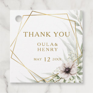 Eucalyptus Gold Geometric Thank You Favor Tags