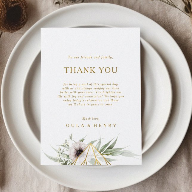 Eucalyptus Gold Geometric Thank You Reception Card (Creator Uploaded)