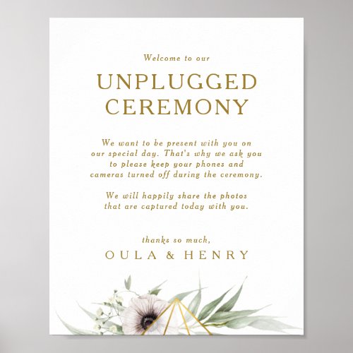 Eucalyptus Gold Geometric Unplugged Ceremony Sign